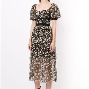 self portrait sequin flower midi dress Self-Portrait "Sequin Flower" Dress in Natural